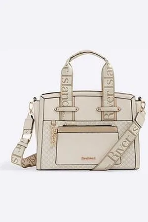 River Island Webbing Handle Monogram Tote Bag