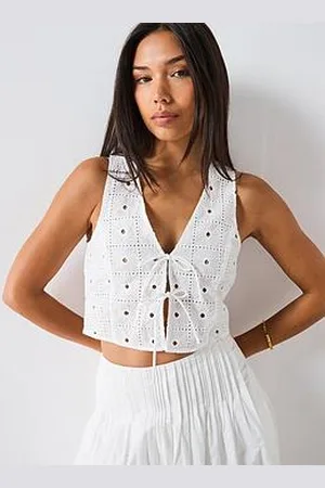 MANGO Embroidered Cotton Waistcoat With Bows