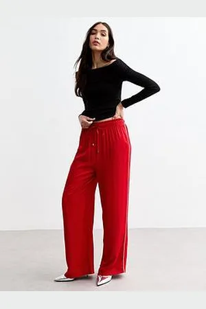 New Look Side Stripe Satin Wide Leg Trousers