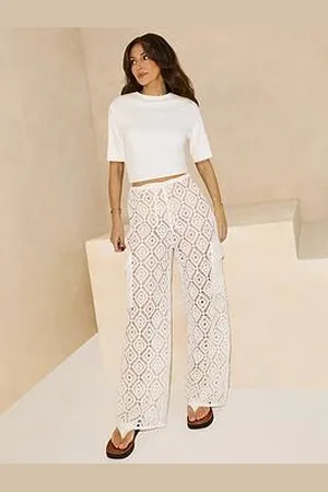 Michelle Keegan Crochet Cargo Trouser - Cream