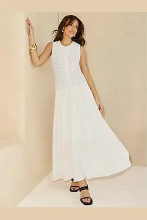 Michelle Keegan Pointelle Knit Dropped Waist Midaxi Dress