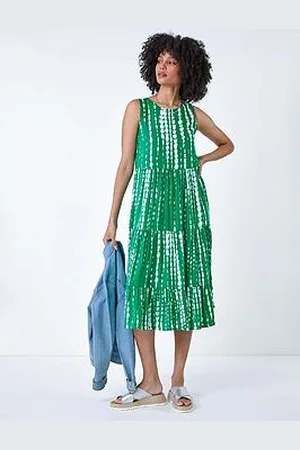 Roman Tie Dye Print Sleeveless Smock Dress