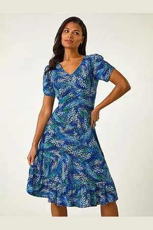 Roman Abstract Button Tea Dress