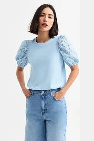 New Look Broderie Anglaise Sleeve Jersey Top