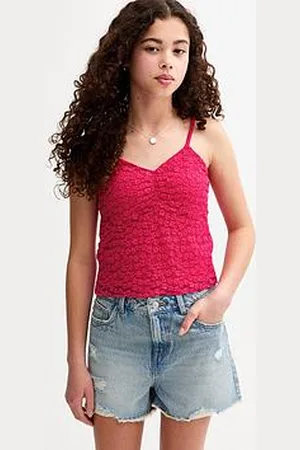 New Look Girls Floral Lace V-Neck Cami Top - Dark