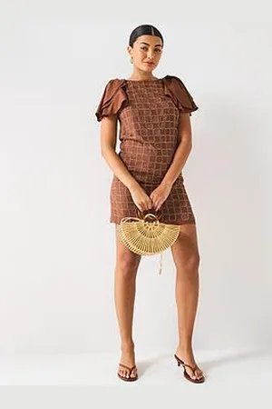 Very Frill Sleeve Organza Mini Shift Dress