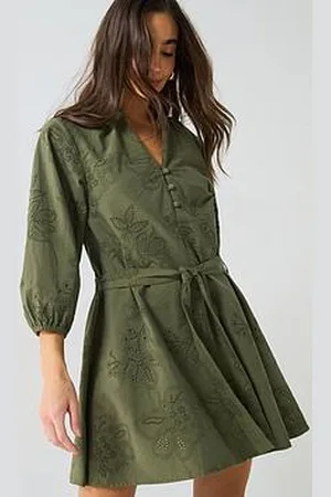 Very Broderie Mini Dress Olive
