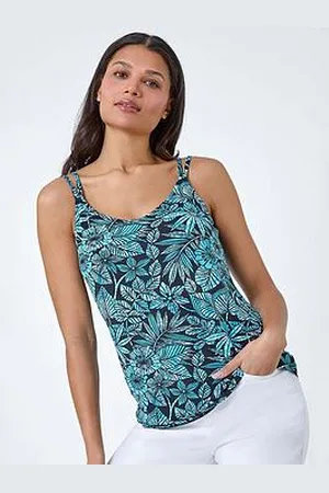 Roman Floral Print Strap Detail Cami Top