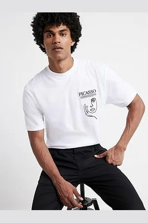 River Island Short Sleeve Regular Fit Picasso T-Shirt