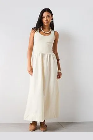 MANGO Flared Dress In Combined Fabric