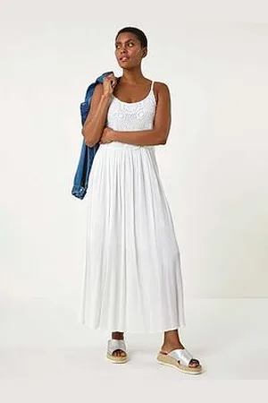 Roman Lace Bodice Shirred Midi Dress
