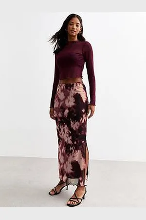 New Look Tie Dye Mesh Maxi Skirt - Pink