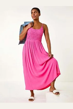 Roman Lace Bodice Shirred Midi Dress