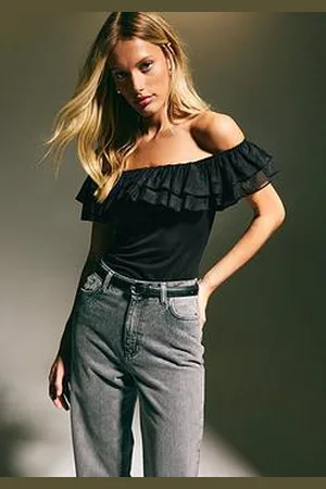 New Look Ruffle Trim Bardot Bodysuit