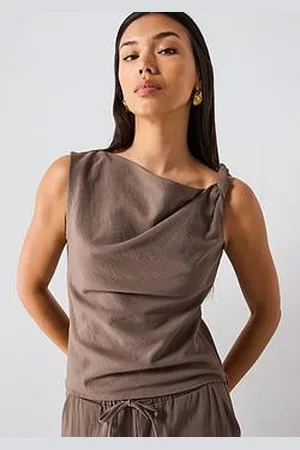 MANGO Asymmetrical Draped Strap Top