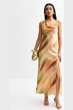 New Look Multicoloured Ombre Print Satin Midi Dress