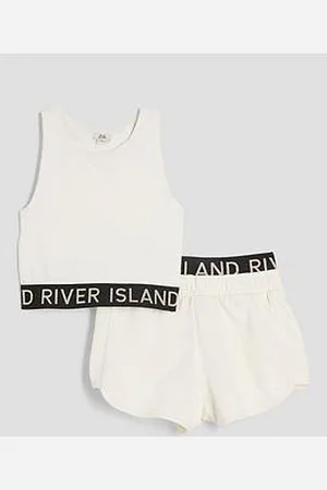 River Island Older Girl Glitter Waistband Tank Top Set