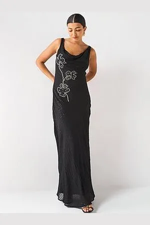 Very Sequin Floral Cowl Maxi Dress