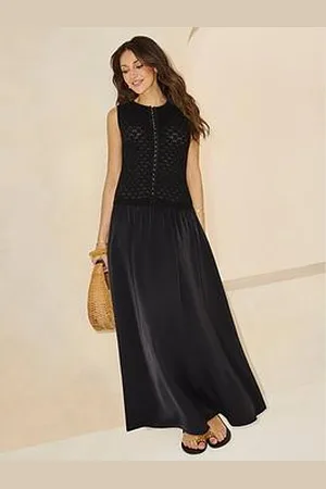 Michelle Keegan Pointelle Knit Dropped Waist Midaxi Dress