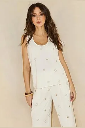 Michelle Keegan Woven Sun & Moon Fabric Loose Tank