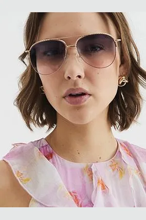 River Island Metal Aviator Twist Detail Sunglasses - Rose