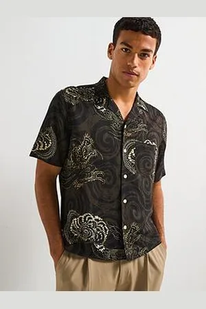 AllSaints All Saints Sidewinder Short Sleeve Hawaiian Shirt - Kelp