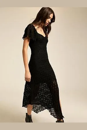 New Look Asymmetric Hem Lace Midi Dress