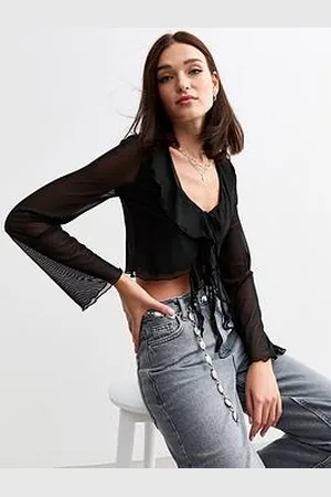 New Look Ruffle Trim Tie Front Top