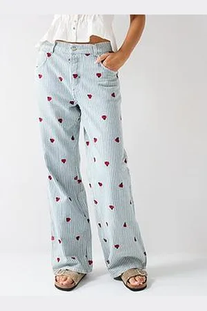 Free People Bugged Out Embroidered Straight Leg Jeans