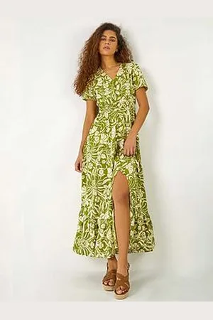 Roman Floral Print Button Detail Maxi Dress