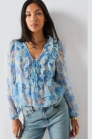 MANGO Floral Ruffled Blouse