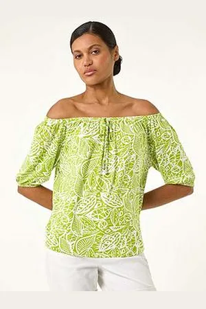 Roman Floral Print Bardot Stretch Top