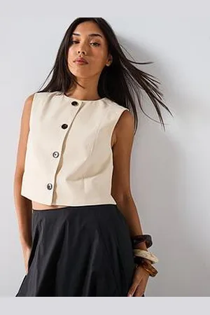 MANGO Cotton Crop Top With Buttons