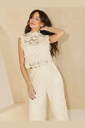 Michelle Keegan Crochet Sequin Tank