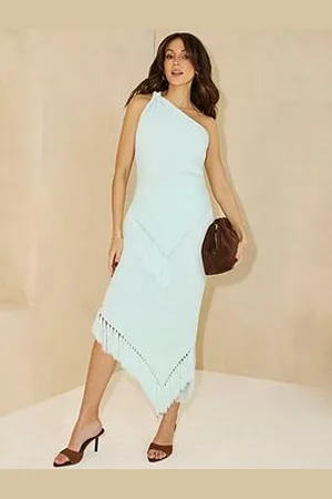 Michelle Keegan Knitted Tassel Skirt - Mint
