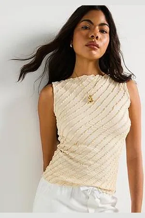 Very Textured Boat Neck Vest Top