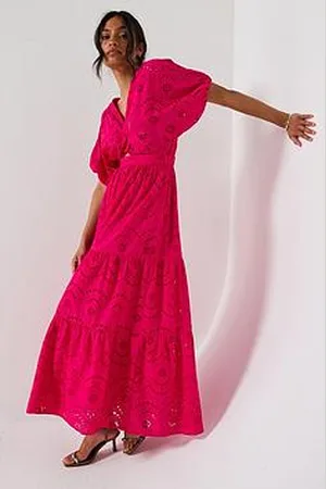 Very Broderie Twist Front Midaxi Dress