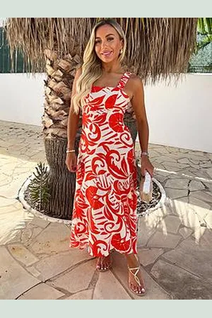 Ax Paris Tropical Print Midi Dress