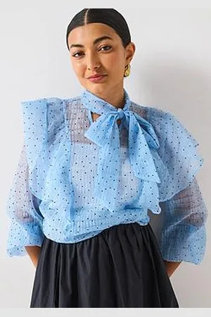 Very Polka Dot Tie Front Blouse