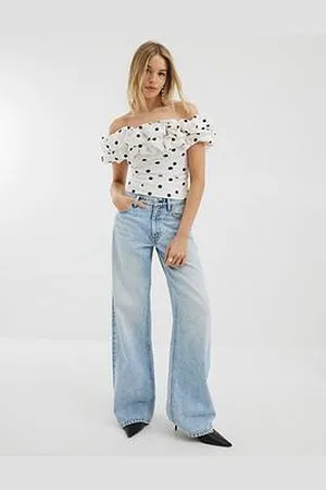 River Island Short Sleeve Ruffle Bardot Top