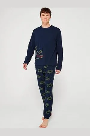 Lacoste Cotton Blend Jersey All Over Croc Pyjama Set
