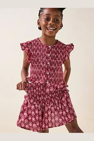 MANGO Girls Shirred Bombai Printed Co-Ord Skirt