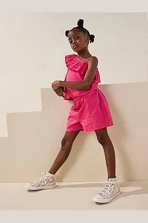 Very Girls Frill One Shoulder Top And Short Set