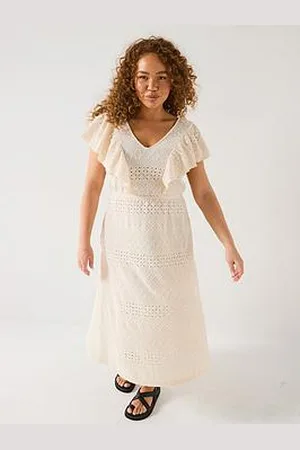 Very Lace Ruffle Midi Dress