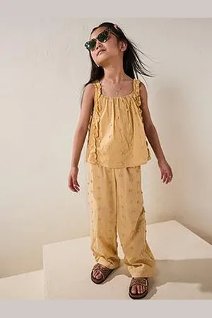 MANGO Girls Frill Embroidered Co-Ord Top