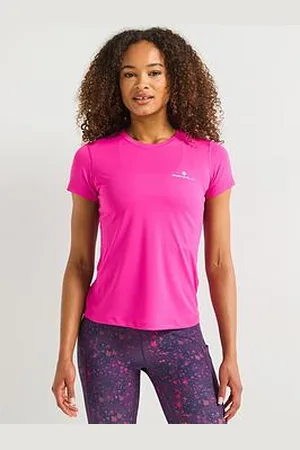 RonHill Womens Running Core Short Sleeve Tee - Razzmataz/Brightwhite