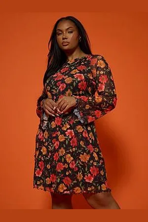 Yours Curve Floral Mini Mesh Dress
