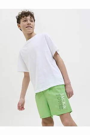 JACK & JONES Boys Maui Double Logo Swim Shorts - Green