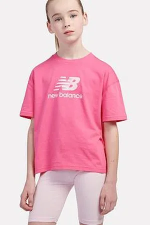 New Balance Junior Girls Stacked Logo Tee And Cycling Short Set