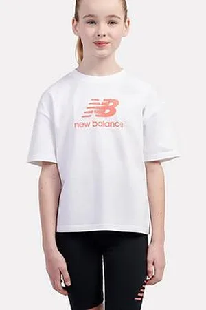 New Balance Junior Girls Stacked Logo Tee And Cycling Short Set